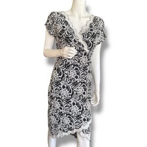 Onyx Nite Black and White Lace Midi Dress. Women’s Size 12